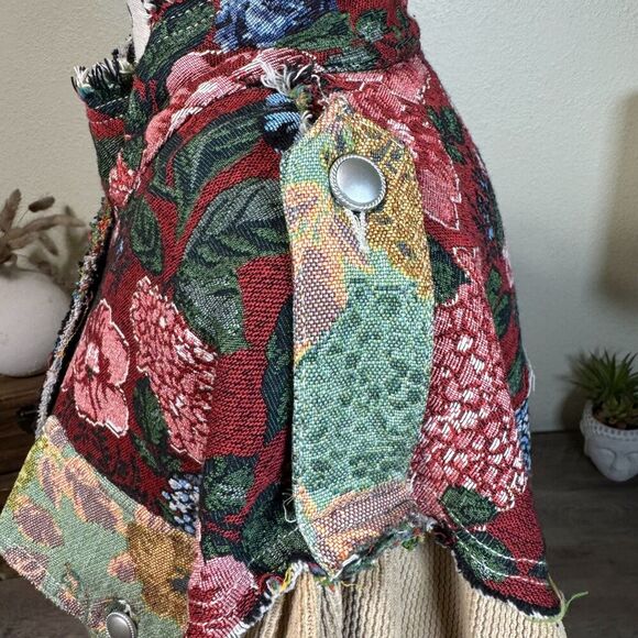 POL Patchwork Tapestry Shacket Floral Full Zip Oversized Size L Boho Hippie - Picture 7 of 10
